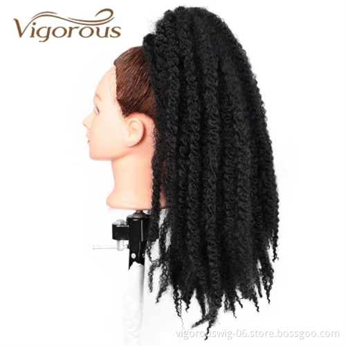 Cheapest Wholesale Fake Tie Wholesale Curly Extension High Clip On Wrap Around Real Drawstring Ponytail Synthetic Hair